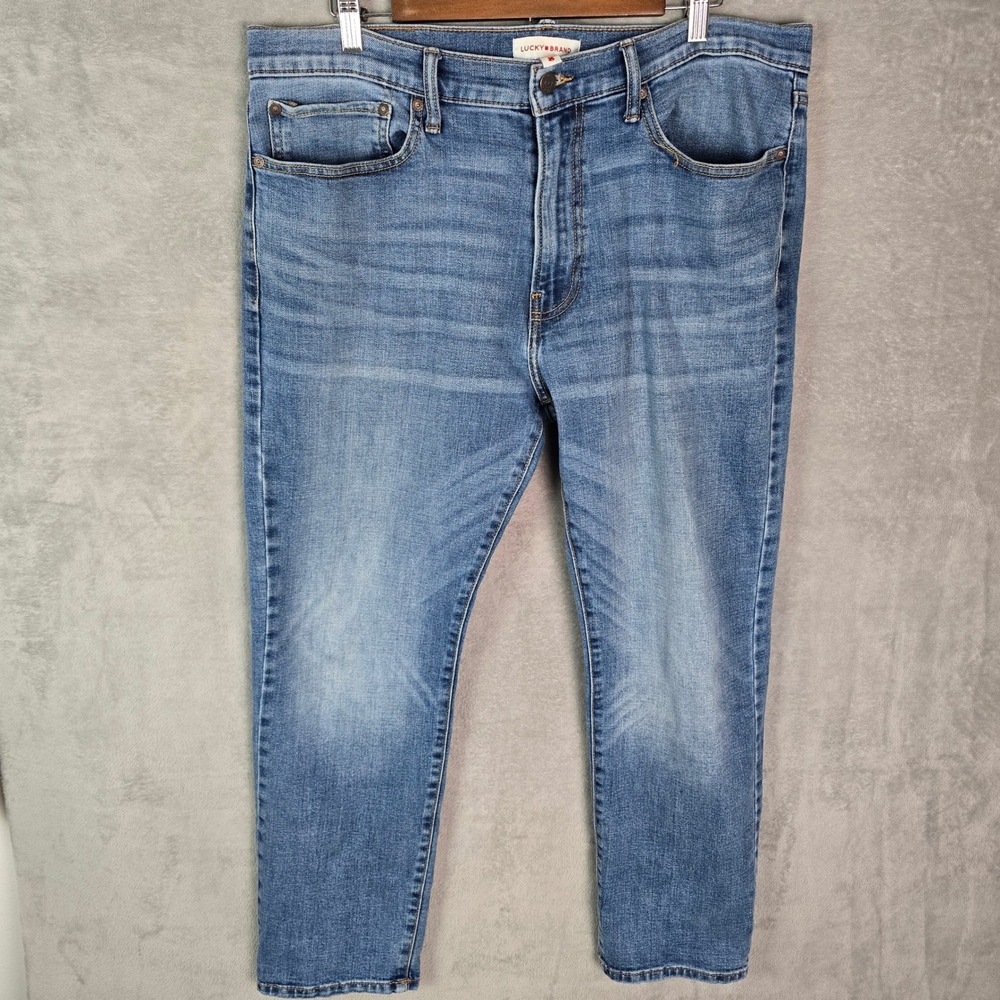Lucky Brand 121 Slim Straight Mens Jeans 38x30‎ Blue Medium Wash Stretch Denim